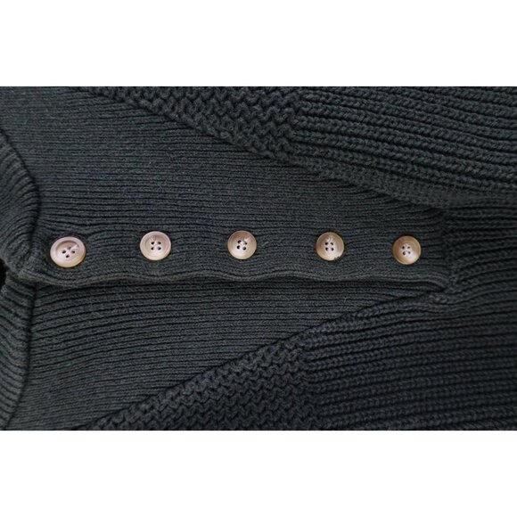 Vtg 90s Streetwear Mens Large Faded Cotton Ribbed Knit Henley Sweater Green USA - Picture 7 of 16